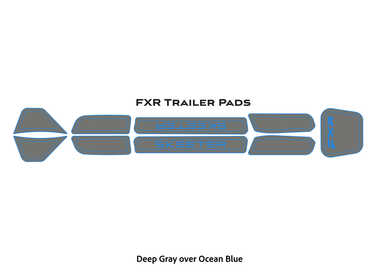 Dura-Deck Skeeter EVA foam fxr trailer pads in deep gray over ocean blue 