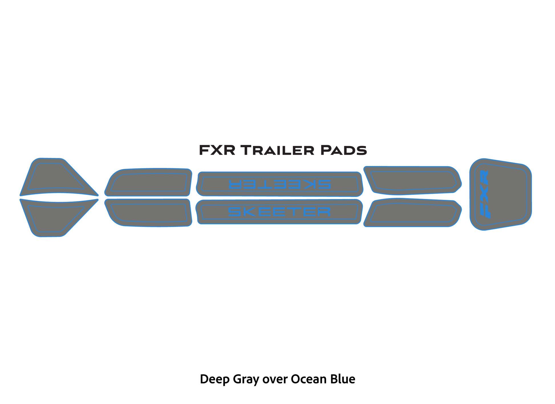 Dura-Deck Skeeter EVA foam fxr trailer pads in deep gray over ocean blue 