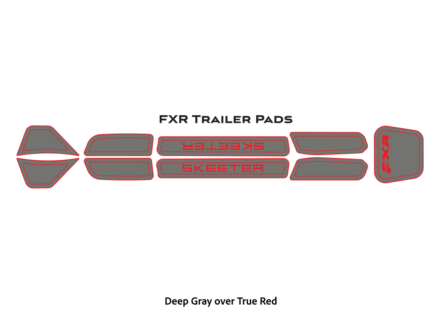 Dura-Deck Skketer eva foam FXR trailer pads in deep gray over true red