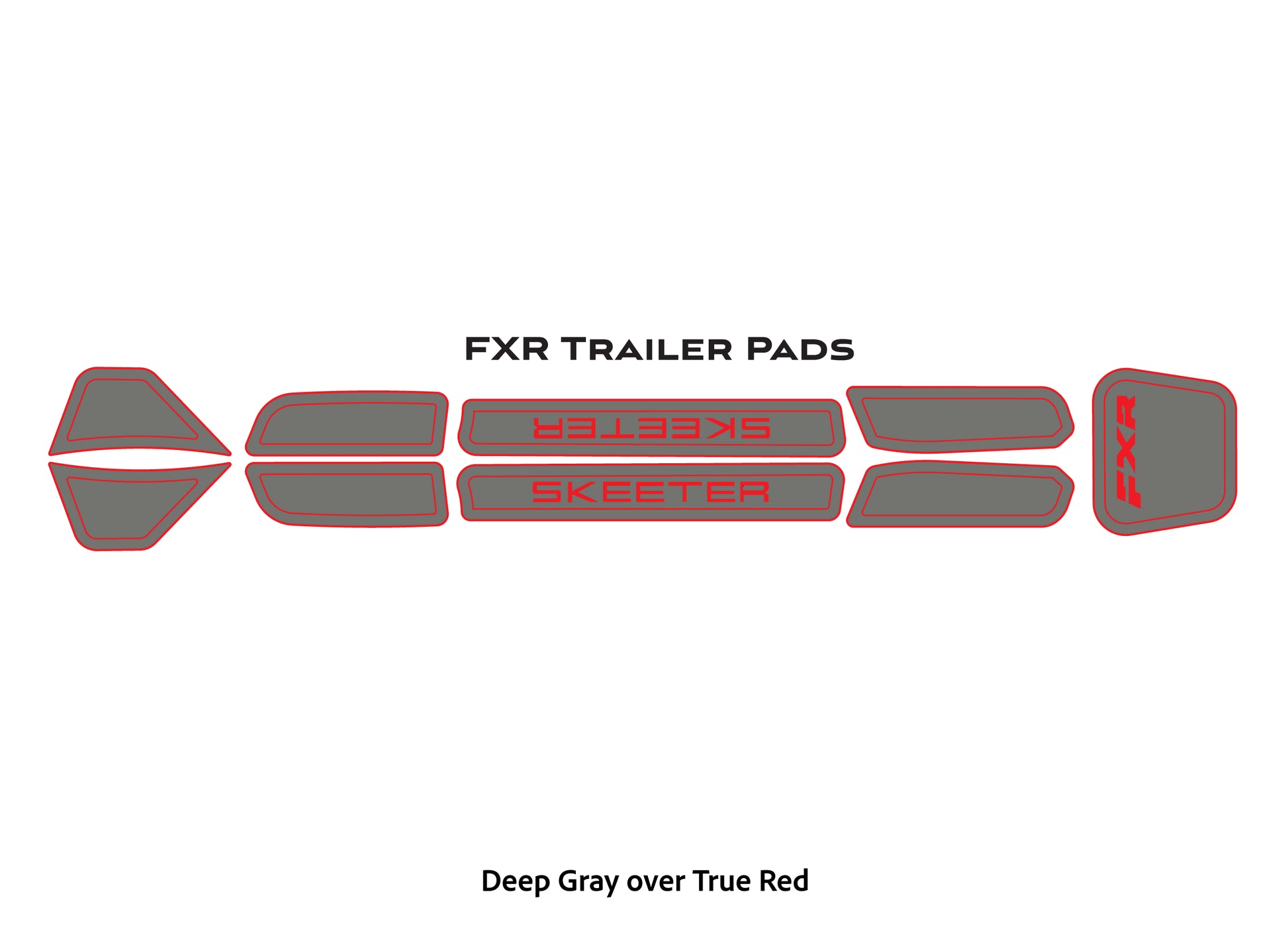 Dura-Deck Skketer eva foam FXR trailer pads in deep gray over true red