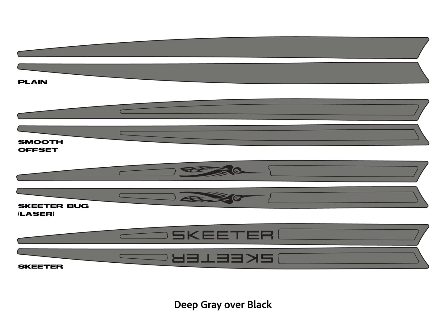 Dura-Deck Skeeter EVA foam gunnel extension pad set in deep gray over black
