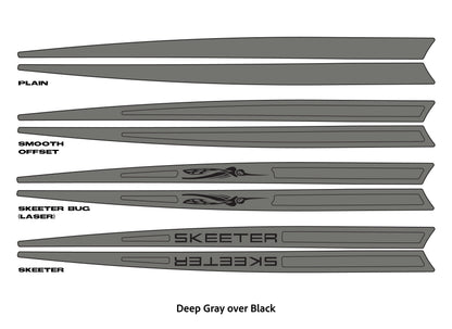 Dura-Deck Skeeter EVA foam gunnel extension pad set in deep gray over black