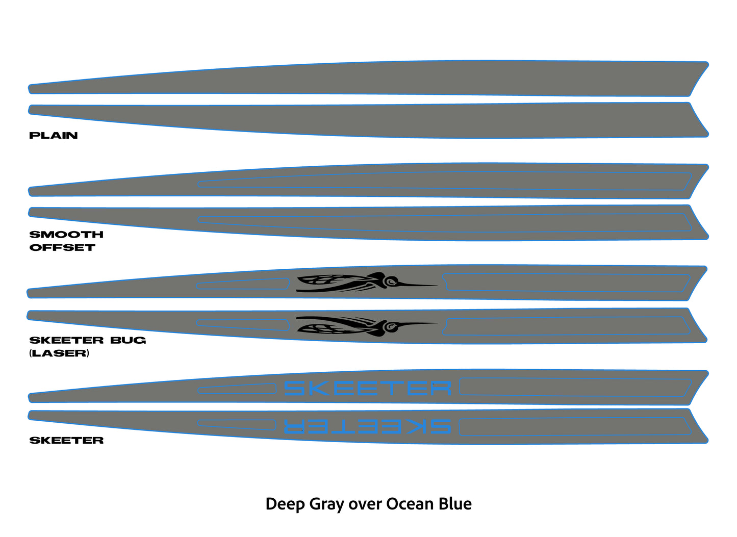 Dura-Deck Skeeter EVA foam gunnel extension pad set in deep gray over ocean blue