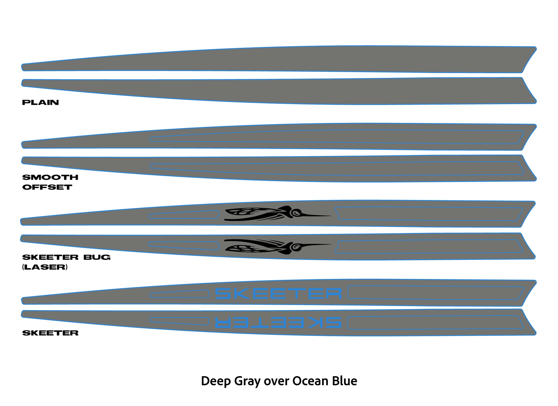 Dura-Deck Skeeter EVA foam gunnel extension pad set in deep gray over ocean blue