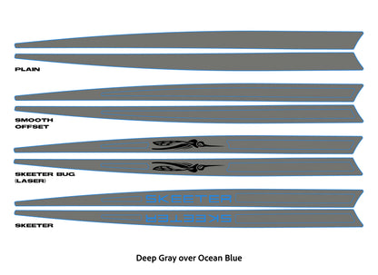 Dura-Deck Skeeter EVA foam gunnel extension pad set in deep gray over ocean blue