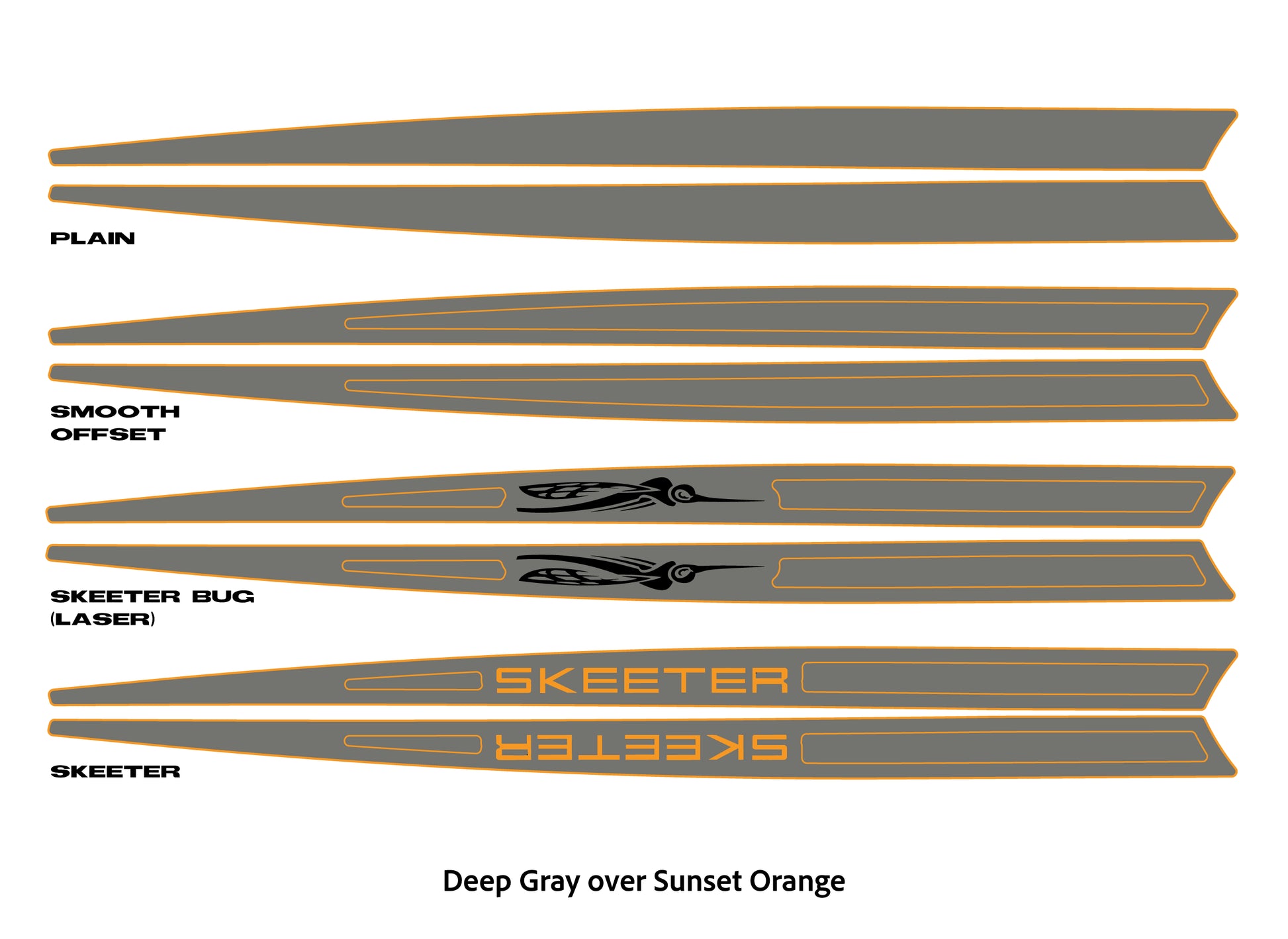 Dura-Deck Skeeter eva foam gunnel extension pad set in deep gray over sunset orange