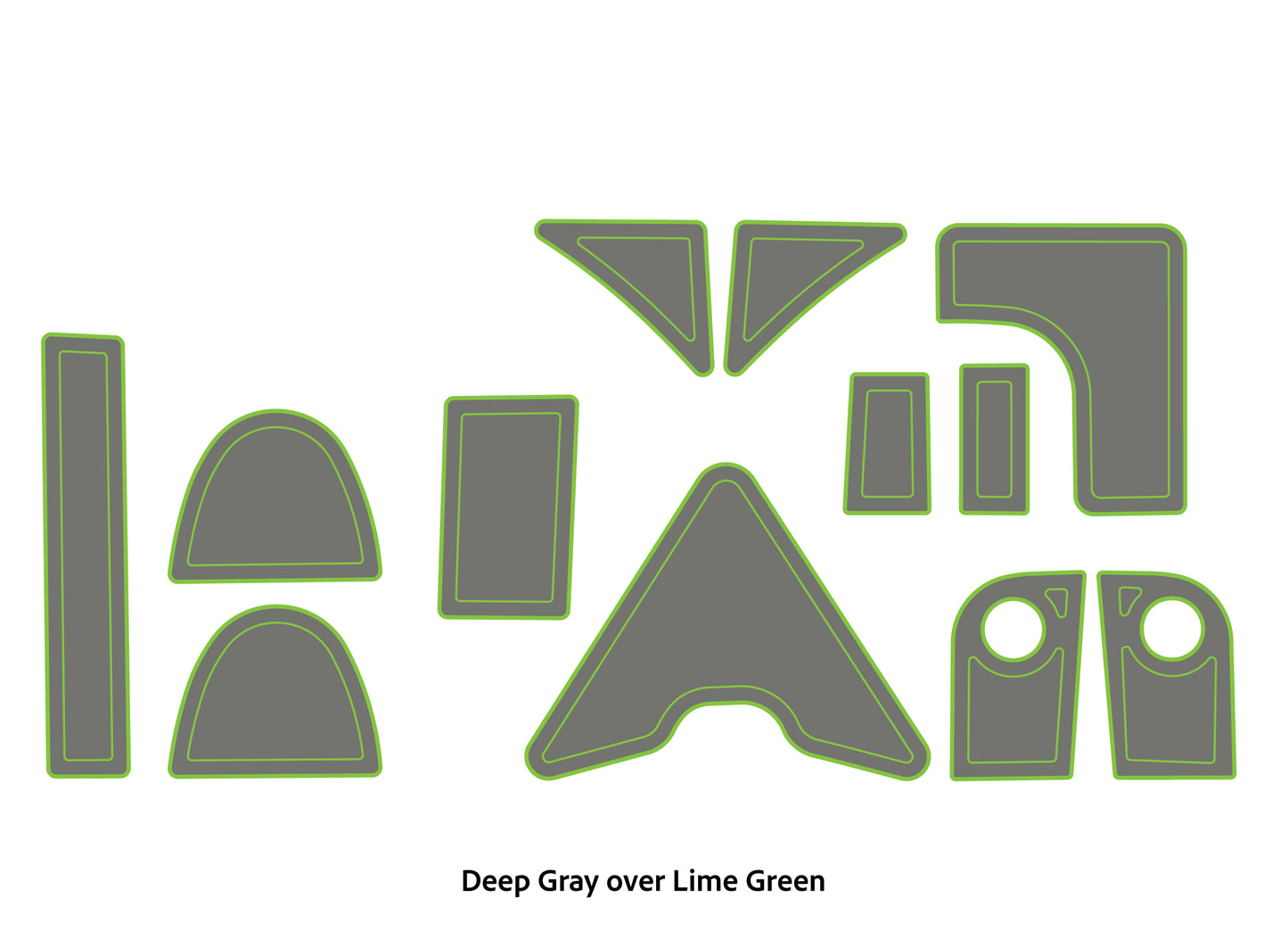 Dura-Deck Triton TR22 eva foam accessory pad set in deep gray over lime green