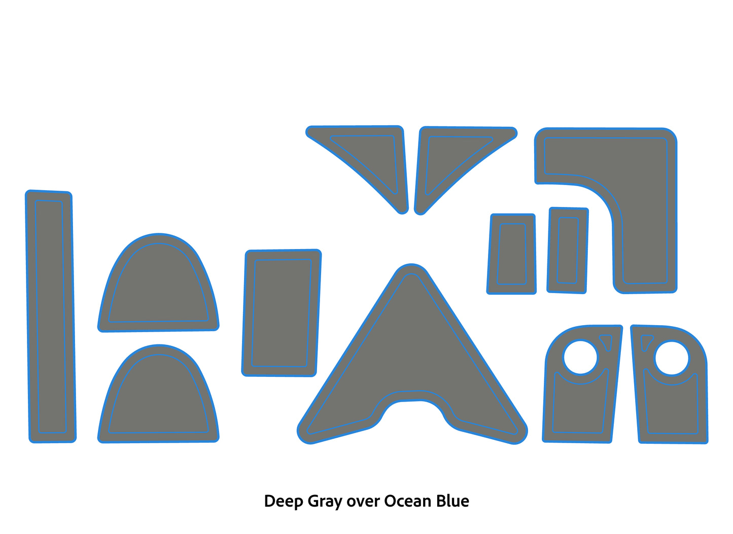 Dura-Deck Triton TR22 eva foam accessory pad set in deep gray over ocean blue