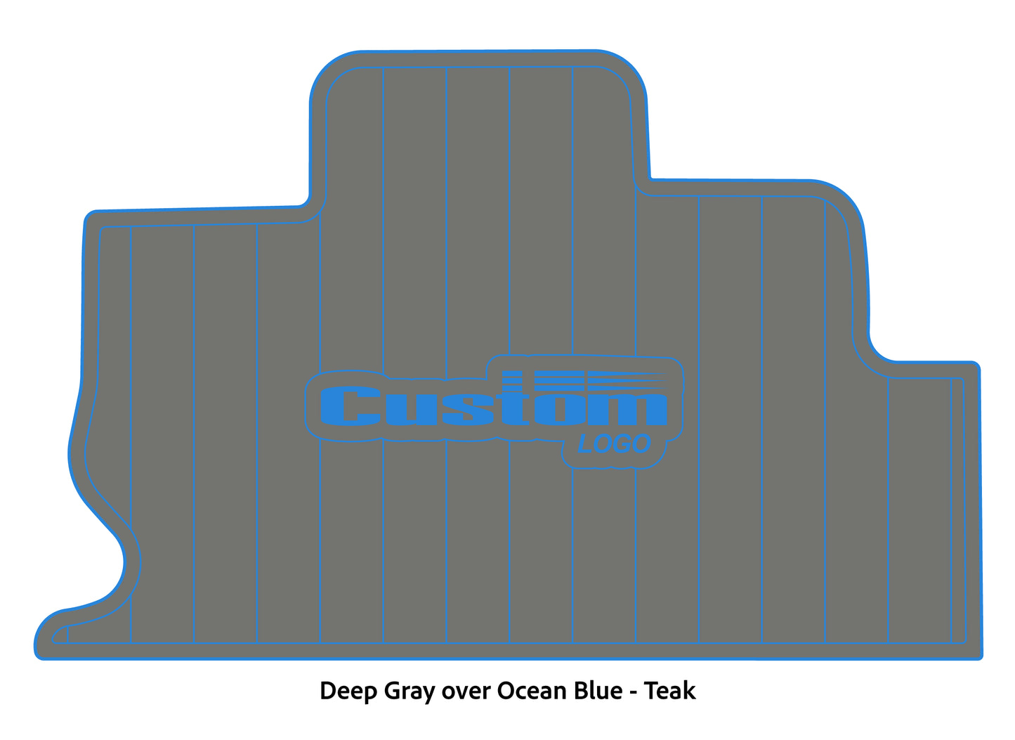 Dura-Deck Triton TR22 custom eva foam bass boat flooring in deep gray over ocean blue teak pattern