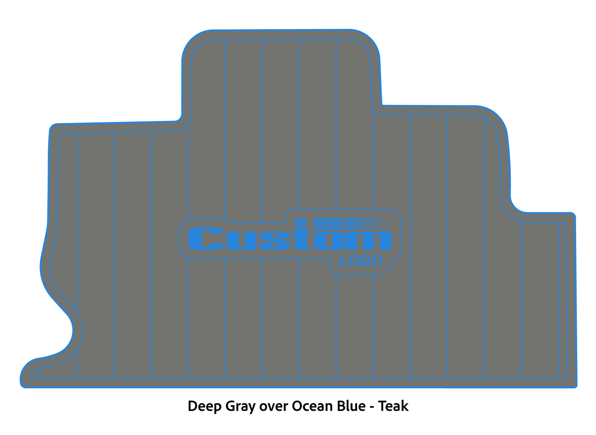 Dura-Deck Triton TR22 custom eva foam bass boat flooring in deep gray over ocean blue teak pattern