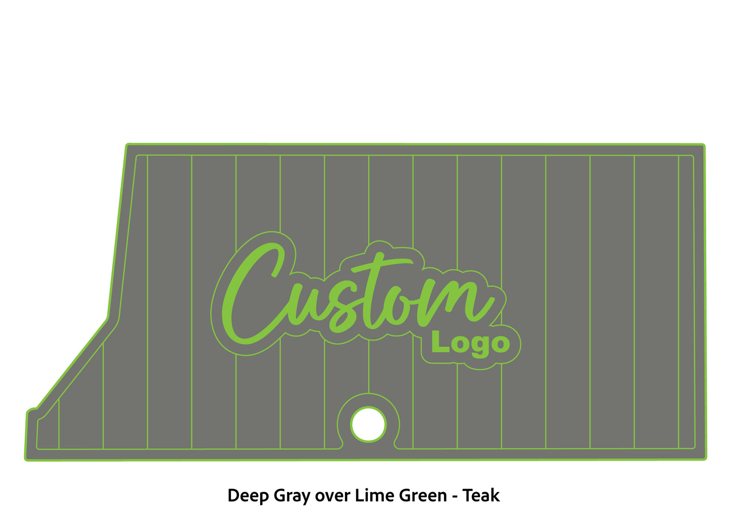 Dura-Deck Ranger RT178 custom EVA foam bass boat flooring in deep green over lime green teak pattern