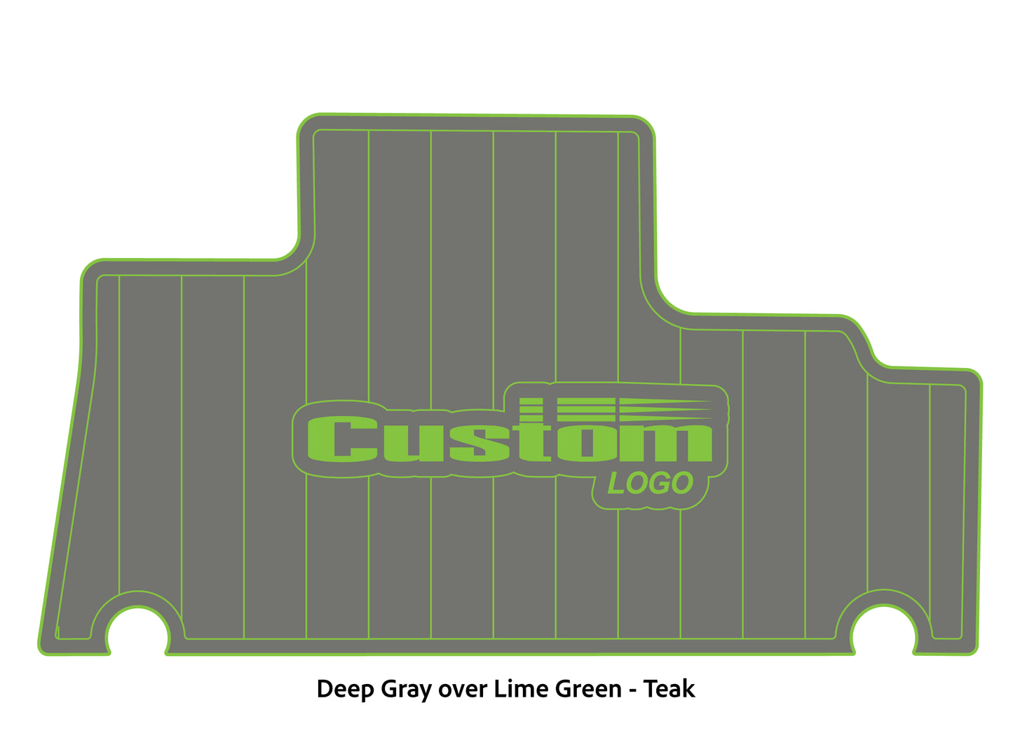 Dura-Deck Triton TR196 custom EVA foam bass boat flooring in deep gray over lime green teak pattern