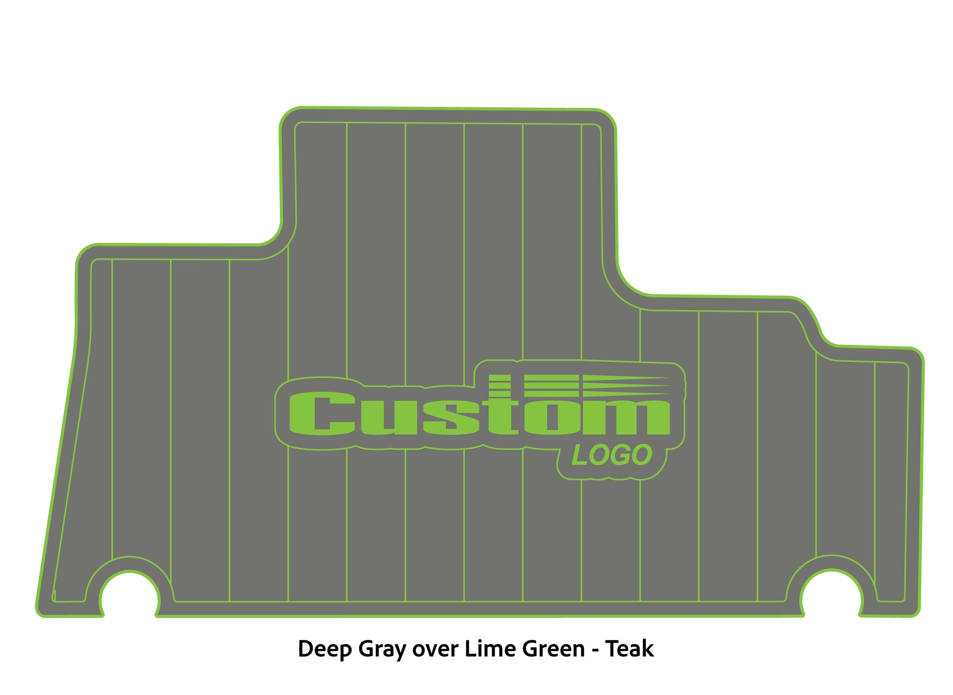 Dura-Deck Triton TR196 custom EVA foam bass boat flooring in deep gray over lime green teak pattern